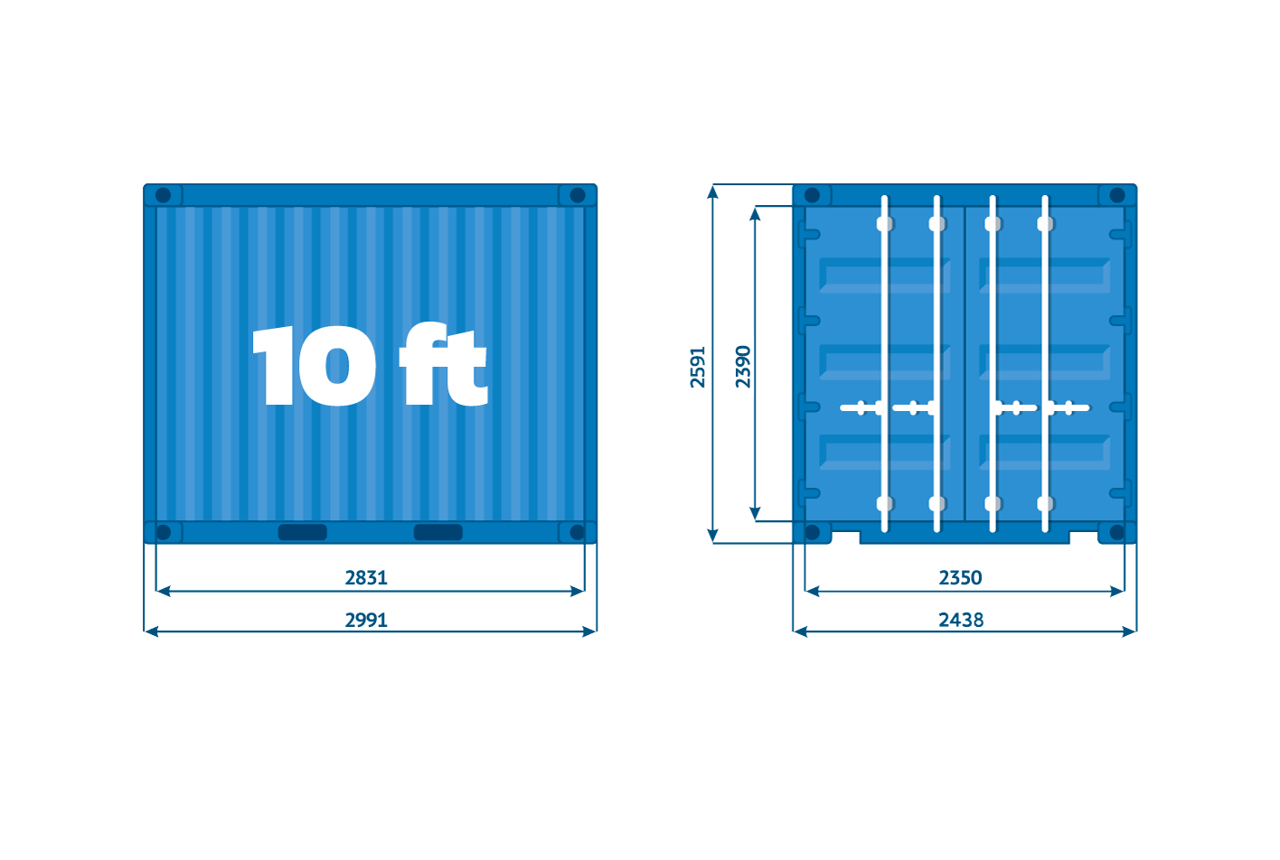 10ft shipping container dimensions