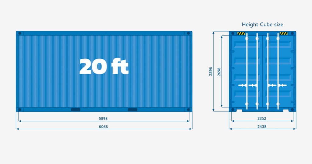 20ft shipping container dimensions