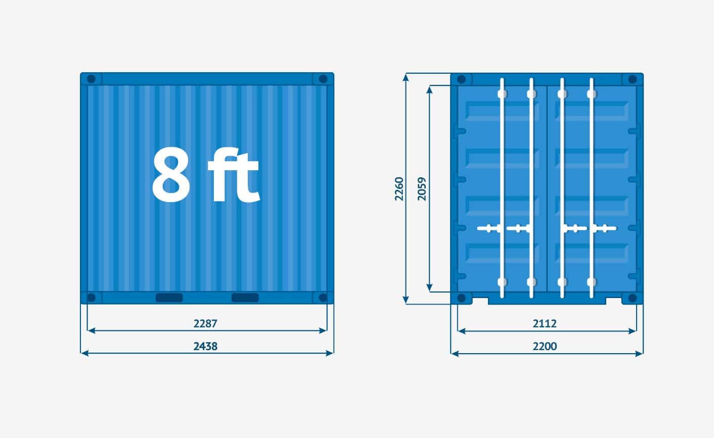 8ft shipping container dimensions